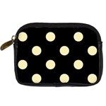 Polka Dots - Blond Yellow on Black Digital Camera Leather Case