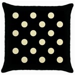 Polka Dots - Blond Yellow on Black Throw Pillow Case (Black)