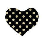 Polka Dots - Blond Yellow on Black Standard 16  Premium Flano Heart Shape Cushion