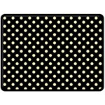 Polka Dots - Blond Yellow on Black Double Sided Fleece Blanket (Large) (Two Sides)
