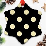 Polka Dots - Blond Yellow on Black Snowflake Ornament (Two Sides)