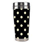 Polka Dots - Blond Yellow on Black Stainless Steel Travel Tumbler