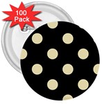 Polka Dots - Blond Yellow on Black 3  Button (100 pack)