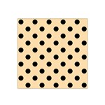 Polka Dots - Black on Navajo White Yellow Satin Bandana Scarf
