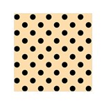 Polka Dots - Black on Navajo White Yellow Small Satin Scarf  (Square)