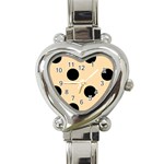 Polka Dots - Black on Navajo White Yellow Heart Italian Charm Watch