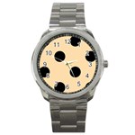Polka Dots - Black on Navajo White Yellow Sport Metal Watch