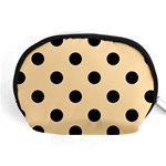 Polka Dots - Black on Navajo White Yellow Accessory Pouch (Medium)