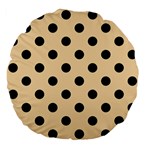Polka Dots - Black on Navajo White Yellow Large 18  Premium Flano Round Cushion