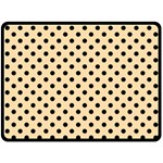 Polka Dots - Black on Navajo White Yellow Fleece Blanket (Large) (One Side)
