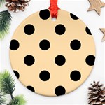 Polka Dots - Black on Navajo White Yellow Ornament (Round)