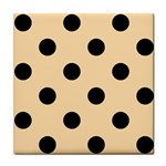 Polka Dots - Black on Navajo White Yellow Tile Coaster