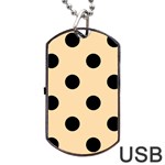Polka Dots - Black on Navajo White Yellow Dog Tag USB Flash (Two Sides)