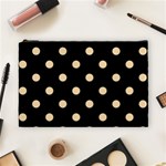 Polka Dots - Navajo White Yellow on Black Cosmetic Bag (L)