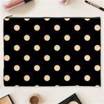 Polka Dots - Navajo White Yellow on Black Cosmetic Bag (XXXL)