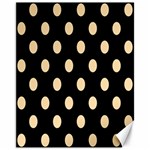 Polka Dots - Navajo White Yellow on Black Canvas 11  x 14 