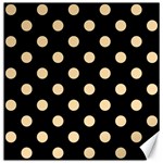 Polka Dots - Navajo White Yellow on Black Canvas 20  x 20 