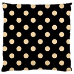Polka Dots - Navajo White Yellow on Black Large Flano Cushion Case (Two Sides)