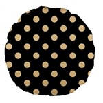 Polka Dots - Navajo White Yellow on Black Large 18  Premium Flano Round Cushion