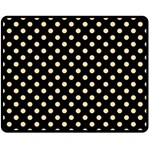 Polka Dots - Navajo White Yellow on Black Double Sided Fleece Blanket (Medium) (Two Sides)