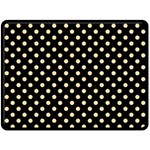 Polka Dots - Navajo White Yellow on Black Double Sided Fleece Blanket (Large) (Two Sides)