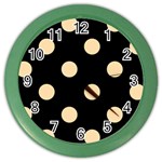 Polka Dots - Navajo White Yellow on Black Color Wall Clock