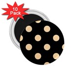 Polka Dots - Navajo White Yellow on Black 2.25  Magnet (10 pack)