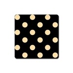 Polka Dots - Navajo White Yellow on Black Magnet (Square)