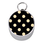 Polka Dots - Navajo White Yellow on Black Silver Compass (Mini)