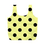 Polka Dots - Black on Pastel Yellow Full Print Recycle Bag (M)