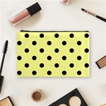 Polka Dots - Black on Pastel Yellow Cosmetic Bag (M)