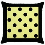 Polka Dots - Black on Pastel Yellow Throw Pillow Case (Black)