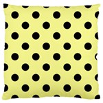 Polka Dots - Black on Pastel Yellow Large Cushion Case (One Side)