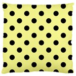 Polka Dots - Black on Pastel Yellow Large Flano Cushion Case (Two Sides)