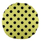 Polka Dots - Black on Pastel Yellow Large 18  Premium Flano Round Cushion
