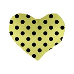 Polka Dots - Black on Pastel Yellow Standard 16  Premium Flano Heart Shape Cushion