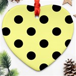 Polka Dots - Black on Pastel Yellow Heart Ornament (Two Sides)