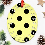 Polka Dots - Black on Pastel Yellow Ornament (Bell) Ornament (Oval Filigree)