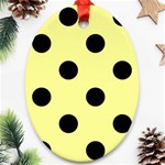 Polka Dots - Black on Pastel Yellow Ornament (Oval)