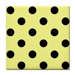 Polka Dots - Black on Pastel Yellow Tile Coaster