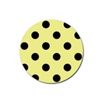 Polka Dots - Black on Pastel Yellow Rubber Round Coaster (4 pack)