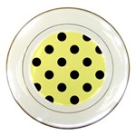 Polka Dots - Black on Pastel Yellow Porcelain Plate