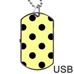 Polka Dots - Black on Pastel Yellow Dog Tag USB Flash (One Side)