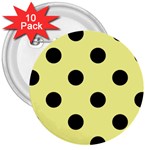 Polka Dots - Black on Pastel Yellow 3  Button (10 pack)