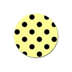 Polka Dots - Black on Pastel Yellow Magnet 3  (Round)