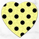 Polka Dots - Black on Pastel Yellow Jigsaw Puzzle (Heart)