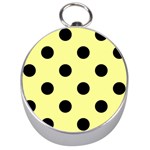 Polka Dots - Black on Pastel Yellow Silver Compass
