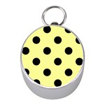 Polka Dots - Black on Pastel Yellow Silver Compass (Mini)