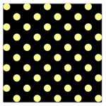 Polka Dots - Pastel Yellow on Black Large Satin Scarf (Square)