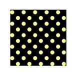 Polka Dots - Pastel Yellow on Black Small Satin Scarf  (Square)